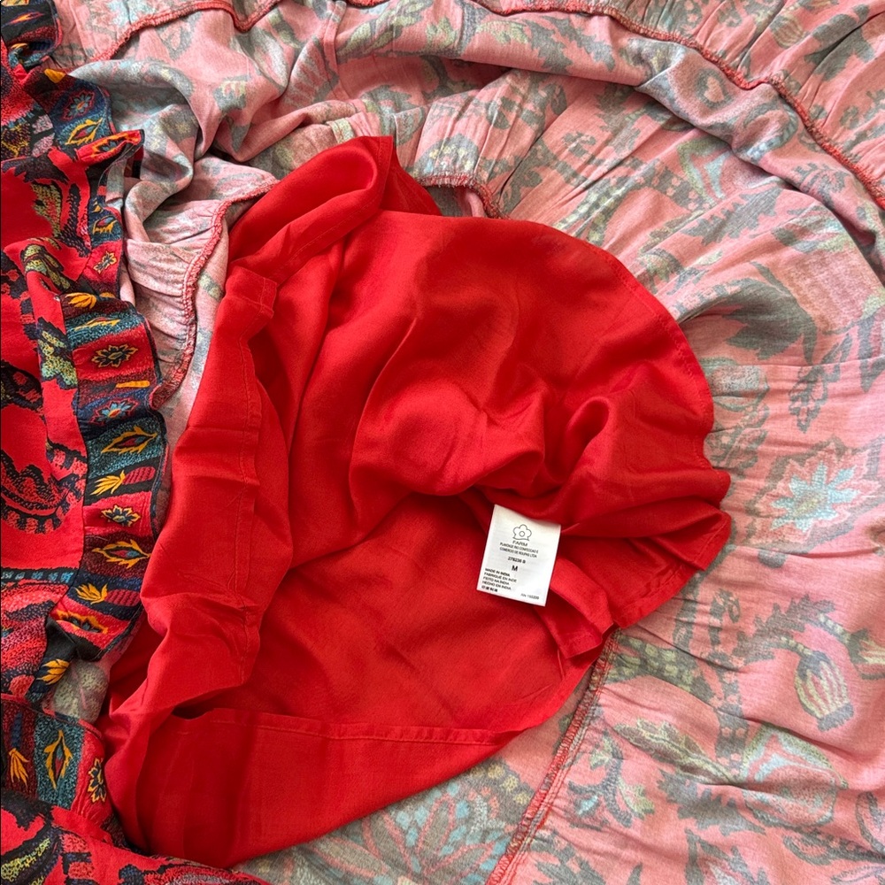 NWT!!! FARM Rio Floral Red Maxi Tiered Skirt Size M - Picture 10 of 13